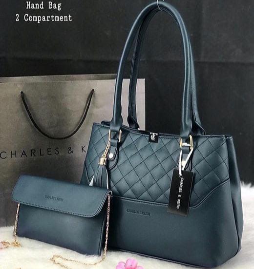 Charles & Keith Teal Handbag with 2 Compartments - Ishal Design House